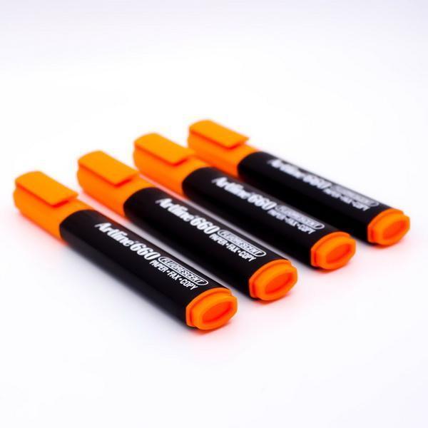 Electro48 Artline ปากกาเน้นข้อความ อาร์ทไลน์ ชุด 4 ด้าม  (สีส้ม) สีสดใส ถนอนมสายตา