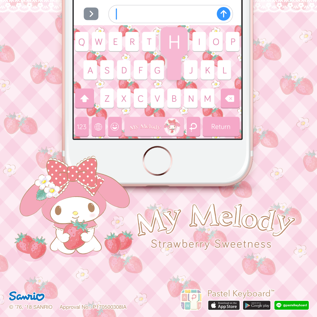 My Melody Strawberry Sweetness Keyboard Theme⎮ Sanrio (E-Voucher) for Pastel Keyboard App
