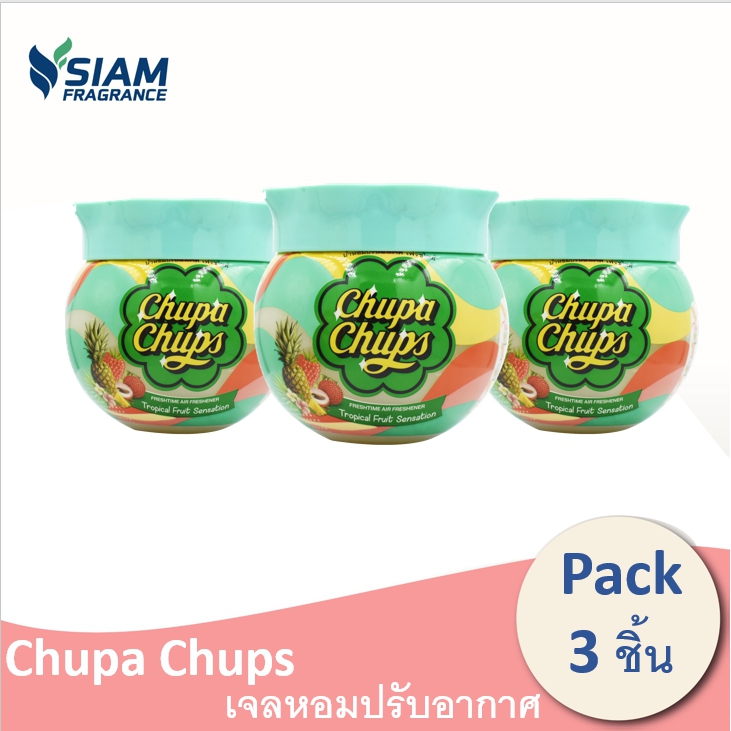 (แพ็ค 3 ชิ้น ) Chupa Chups เจลหอมปรับอากาศ กลิ่น ทรอปิคอลฟรุ๊ต ปริมาณ 155 กรัม