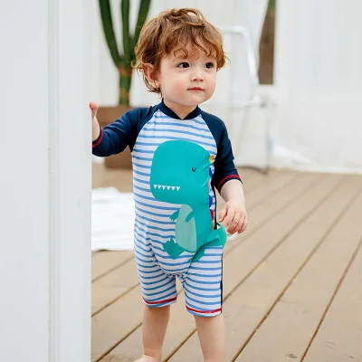 Boys' One-piece Sunscreen Quick Drying Children's Swimsuit Cute Cartoon Dinosaur Baby Swimsuit