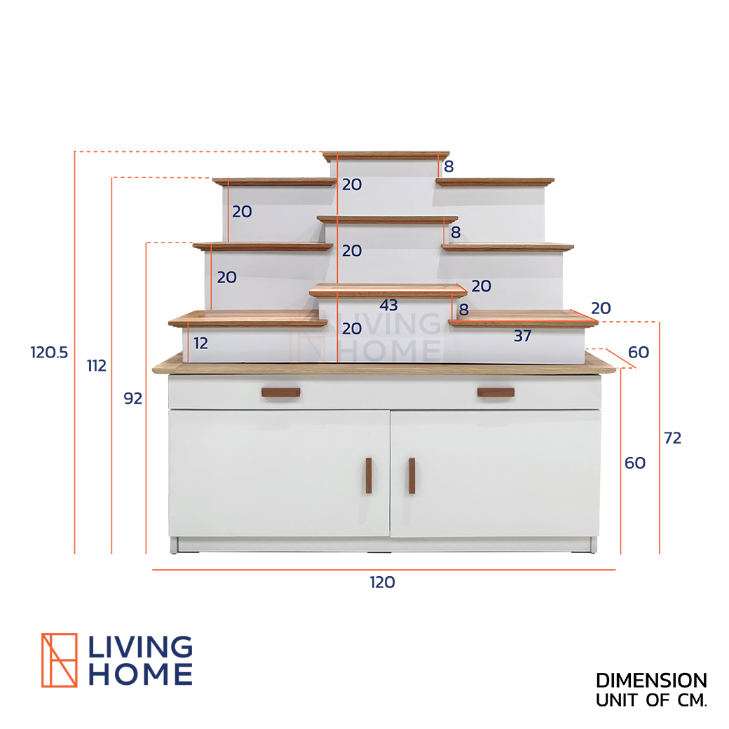 ผ่อน 0% โต๊ะหมู่บูชา,โต๊ะหมู่ 120 cm. สีขาว สไตล์โมเดิร์น & มินิมอล รุ่น นพคุณ | Livinghome