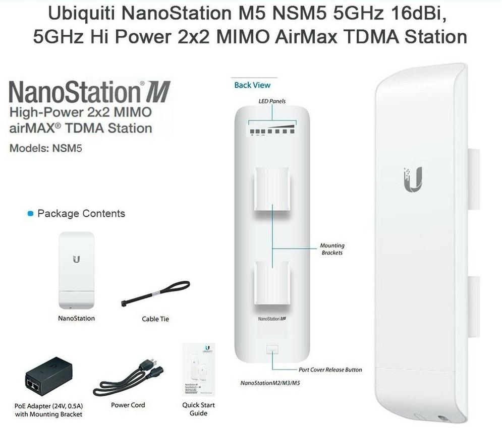 Ubiquiti Nanostation M5 Pack 2 Nsm5 Pack 2 Outdoor Access Point พร้อม Poe ในชุด Narongrit