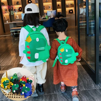 Kids Backpack Green Dinosaur Nylon Preschool Kindergarten Backpack School Bag Beg Sekolah