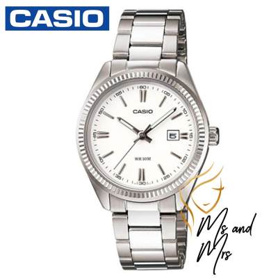 Casio Standard นาฬิกาข้อมือผู้หญิง สายสแตนเลส รุ่น LTP-1302D-7A1VDF (หน้าขาวขีดเงิน)