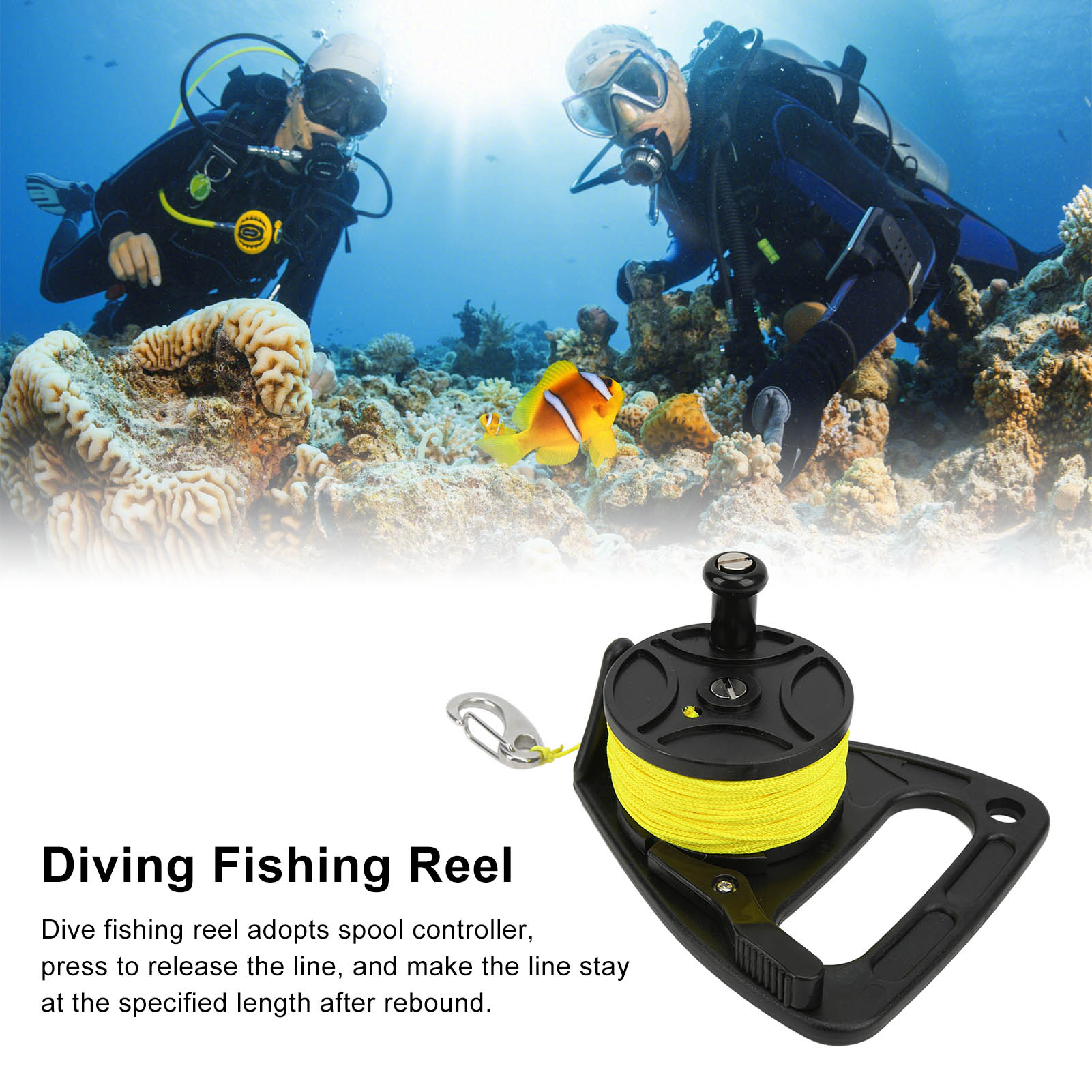 ดำน้ำตกปลา 】Reel Scuba Diving Reel Thumb Stopper Hook สำหรับดำน้ำ