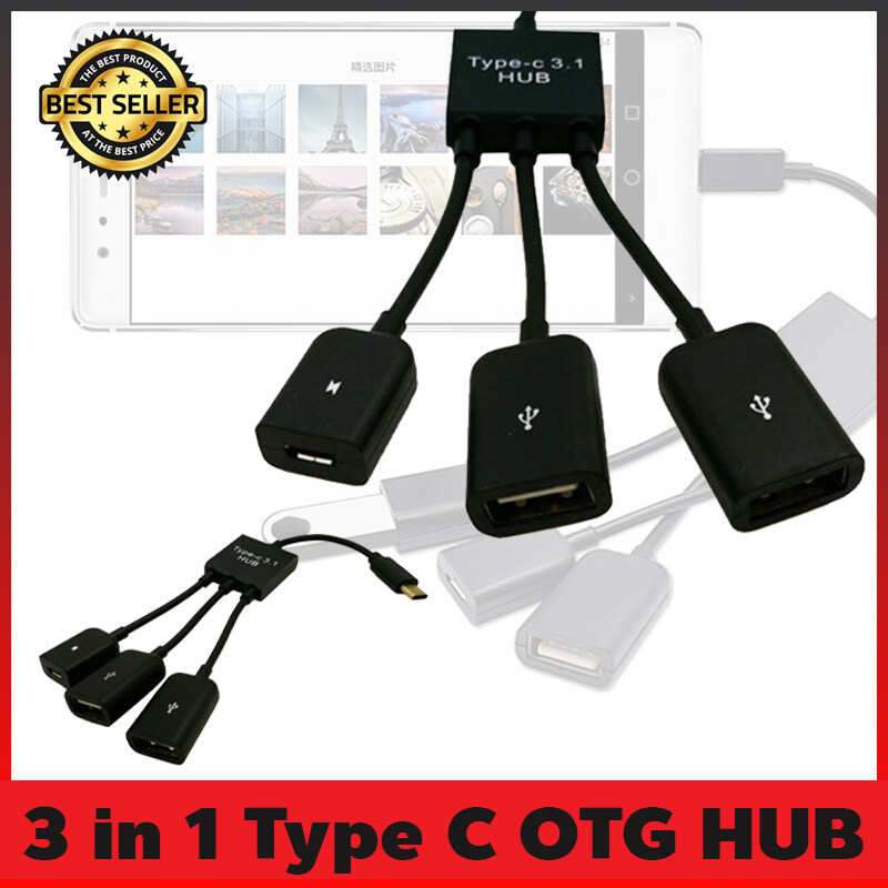 Type C Cable 3 in 1 USB C Type C OTG Host Cable Hub Cord Adapter Connector Splitter