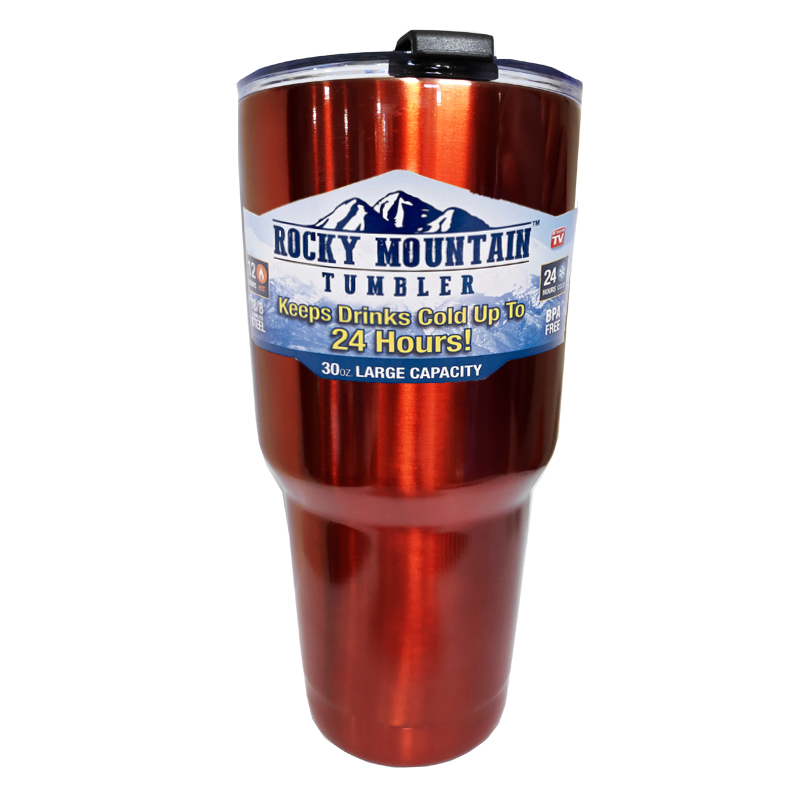 Rocky Mountain แก้วเก็บความเย็น ของแท้ ปลอดสารพิษ เก็บความเย็นได้นาน 24 ชั่วโมง ขนาด 30 ออนซ์ (พร้อมฝา) รับประกันคุณภาพ สี สีแดง