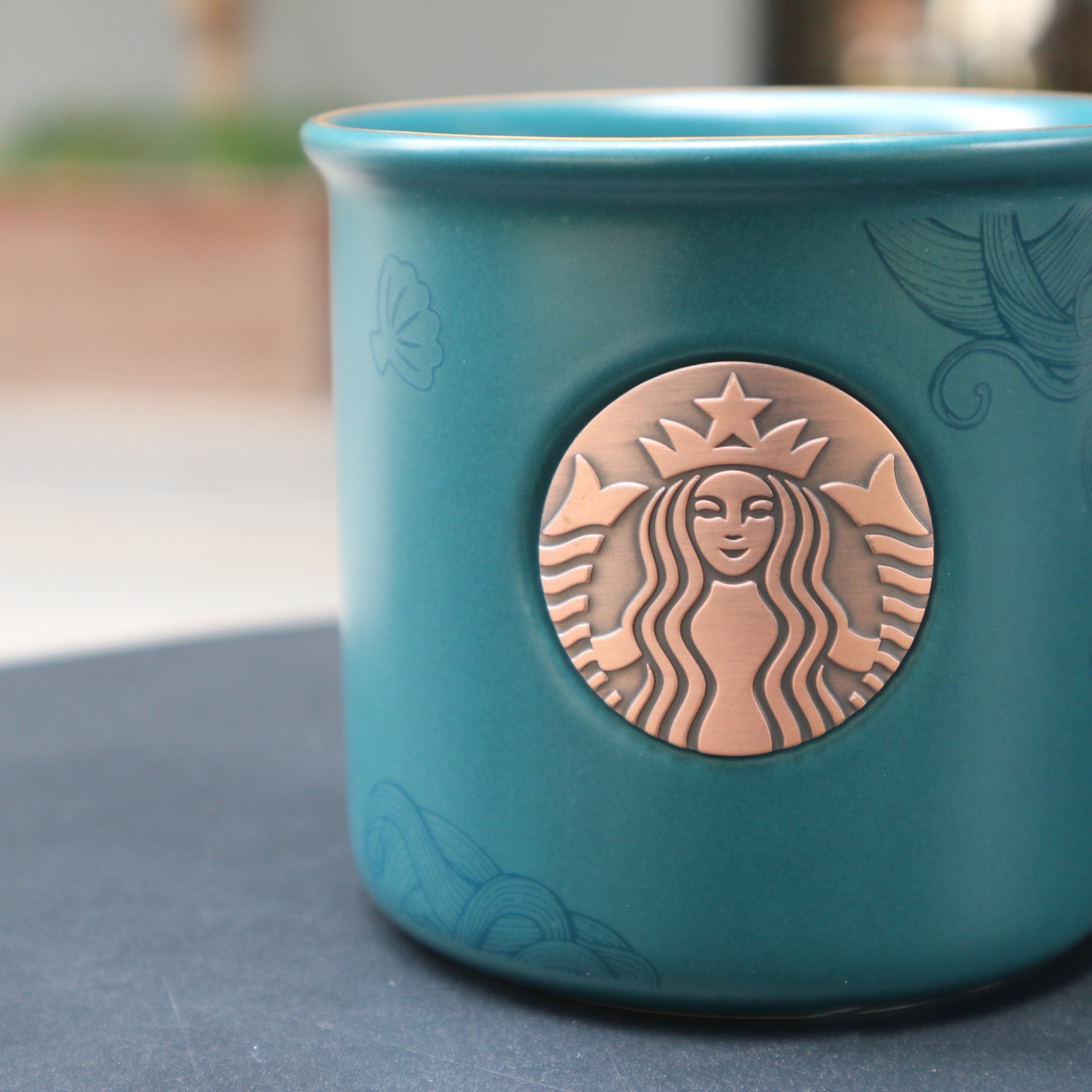 Starbucks 2020 Blue Mermaid แก้วเซรามิคเคลือบทองแดงตราแก้วความจุขนาดใหญ่ถ้วยกาแฟทนความร้อน
