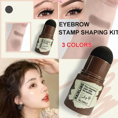 QC2CKCLVF 1/2 SET 2021 New Waterproof with Eyebrow Stencil 3 Colors Hairline Shadow Powder Stick Eyebrow Stamp Brow Stamp Shaping Kit Eyebrow Definer