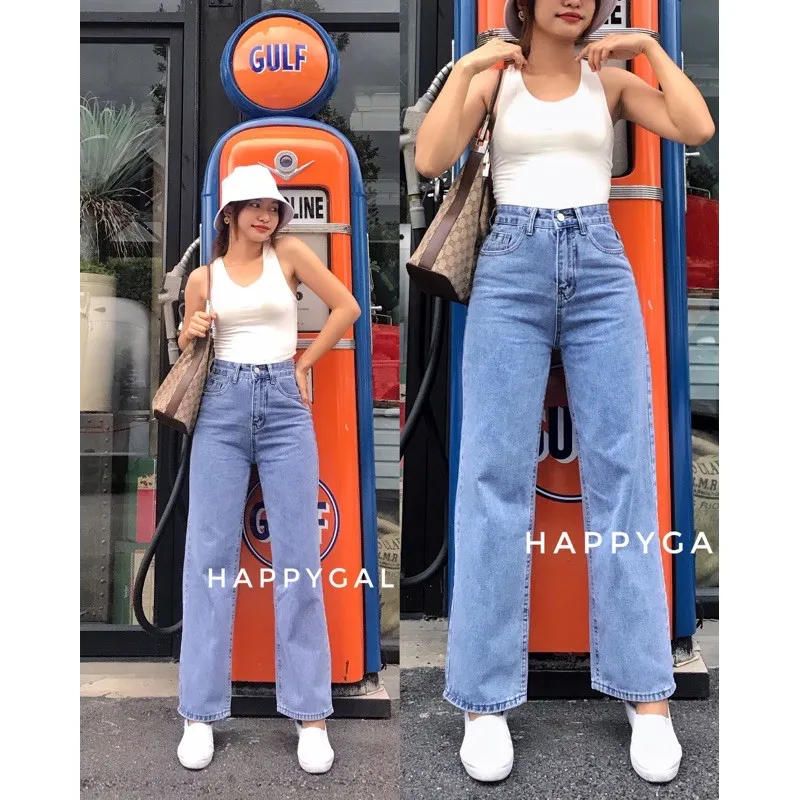 โปรโมชั่น Happygal (รุ่น กระบอกฟอกเบสิค) ราคาถูก กางเกง  กางเกงยีนส์  กางเกงยีนส์ผู้หญิง กางเกงแฟชั่น