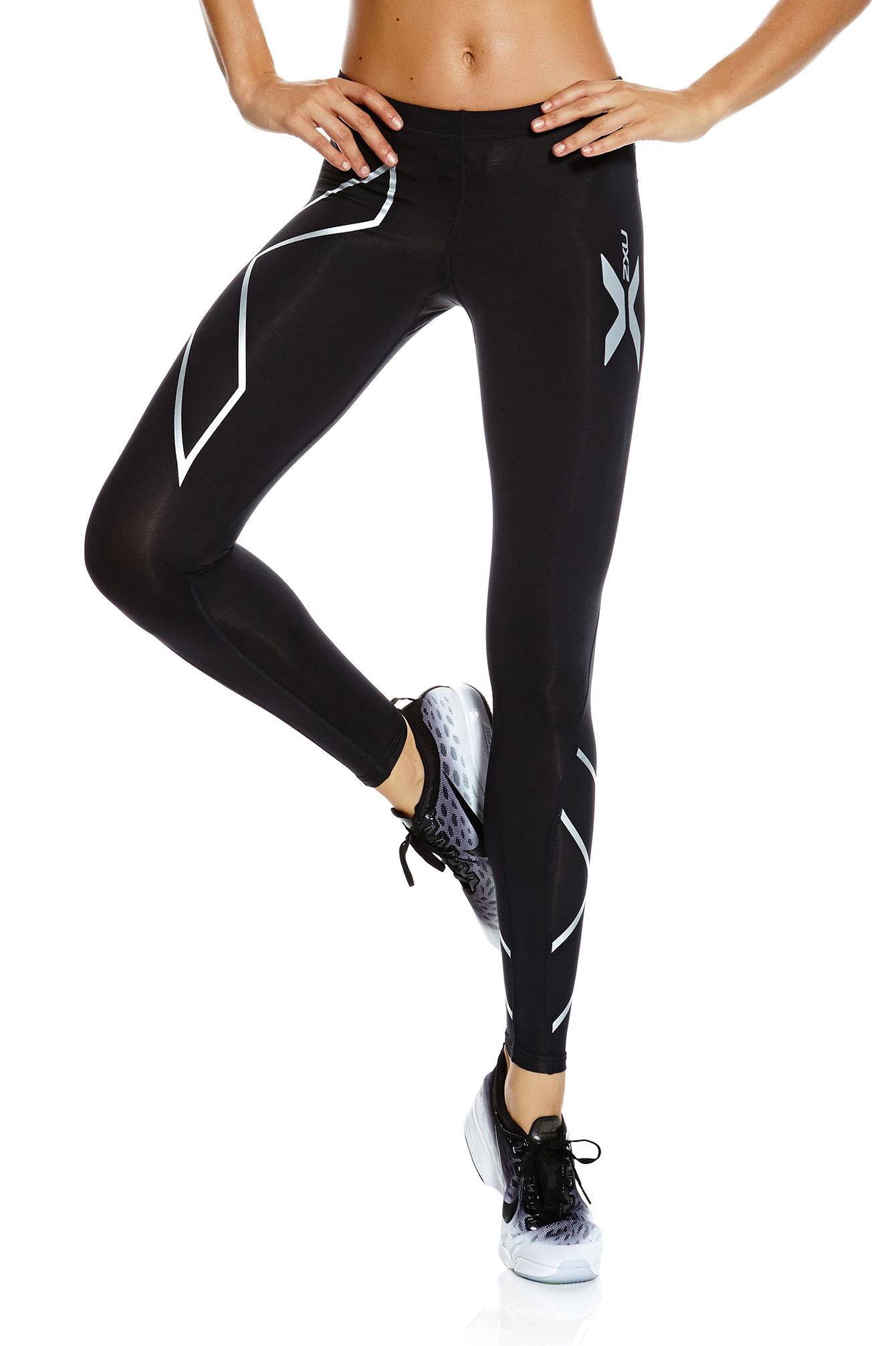 กางเกงรัดกล้ามเนื้อ ZXU Women's Compression Tights Black/Silver