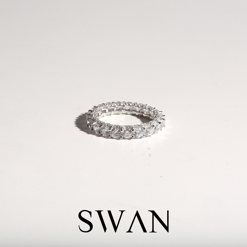 Ring Cawan SWAN - Rows Ring แหวนเงินแท้ แหวนฝังรอบ ฝังเพชรคิวบิกเซอร์โคเนีย cubic ...