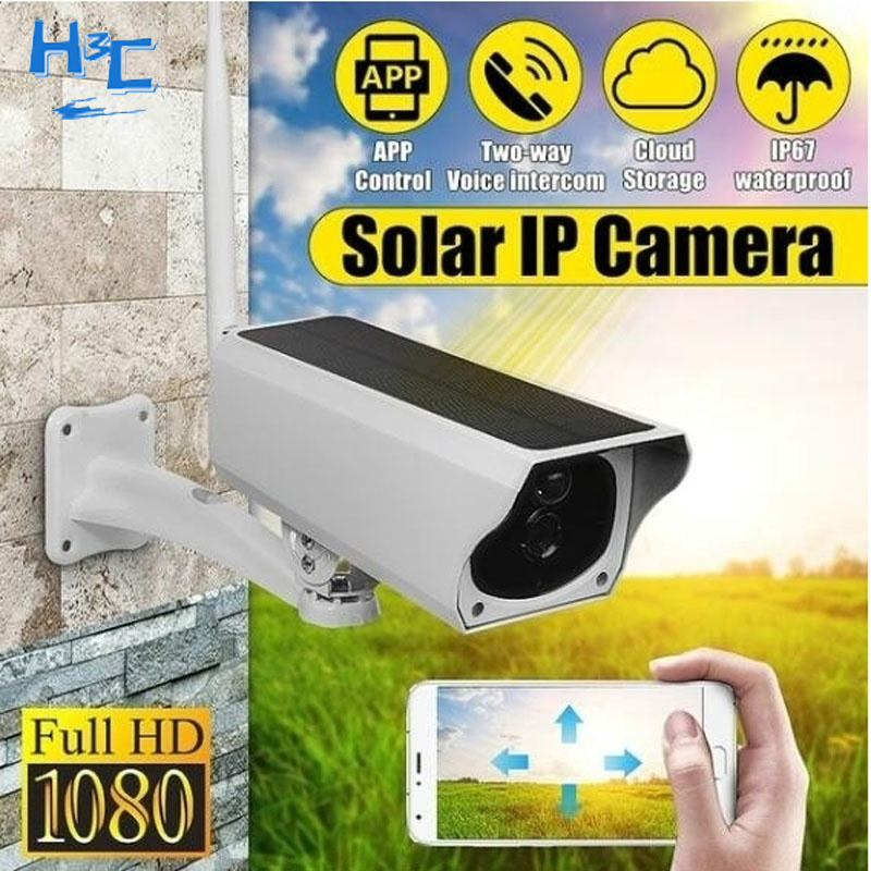 H3C กล้องวงจรปิด กันน้ำและกันฝุ่น 1080P HD คืนวิสัยทัศน์ บันทึกวิดีโอ รองรับก มีอินฟราเรต ารบันทึก ไร้สาย Outdoor Solar IP Camera