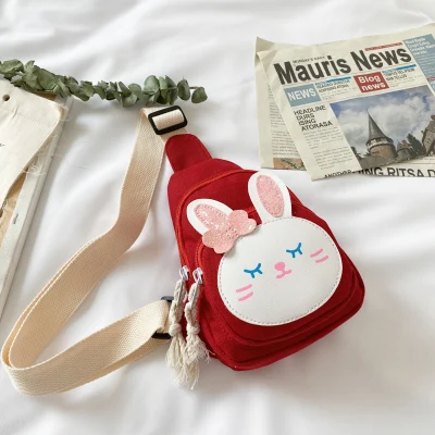 smartingbaby Kids Waist Bag Handbag Canvas Cute Mini Belt Chest Hip Cartoon Bunny Crossbody Bag