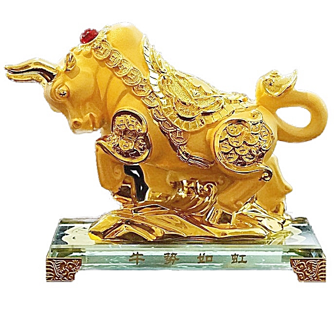 SeaSunFengShui วัว กระทิง เรซิ่นทรายทอง 6.5 นิ้ว(Gold)
