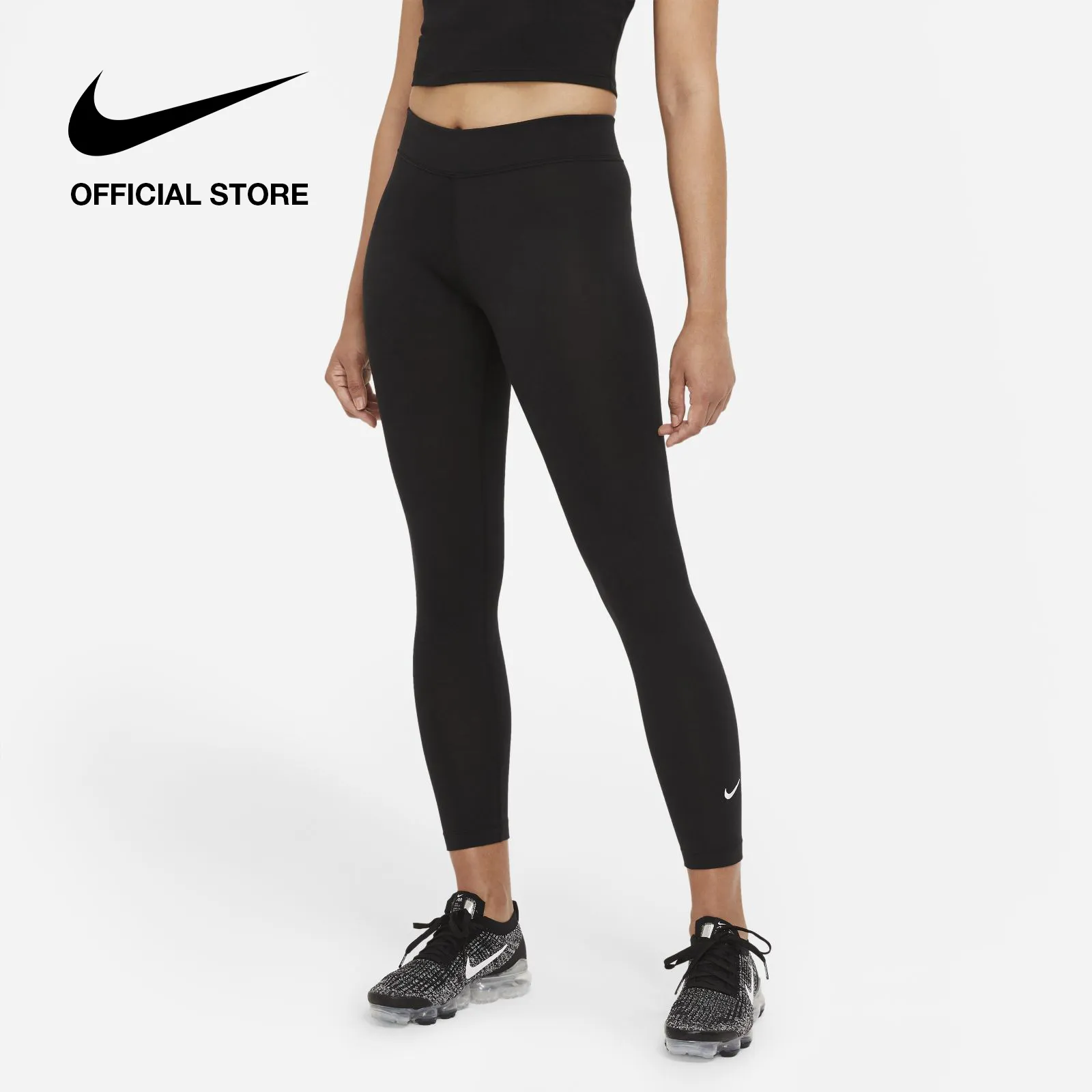 Nike Women's Sportswear Essential 7/8 Mid-Rise Leggings - Black ไนกี้ เลกกิ้งผู้หญิง เอสเซนเชียล เอวปานกลาง ยาว 7/8 ส่วน - สีดำ