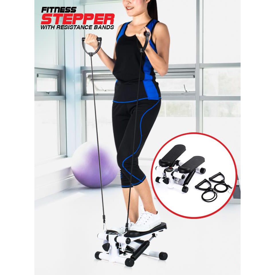 ส่งฟรี Mini Fitness Stepper เครื่องย่ำเท้าออกกำลังกาย Mini Fitness Stepper with Resistance Bandsเก็บเงินปลายทาง