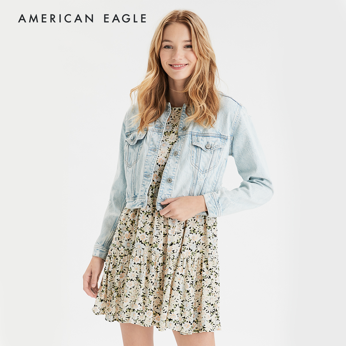 American Eagle Classic Denim Jacket เสื้อ แจ็คเก็ต ผู้หญิง ยีนส์ คลาสสิค (038-2825-400)