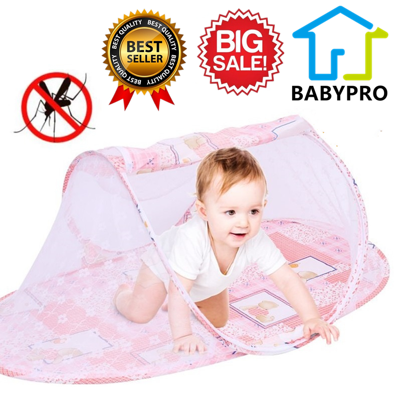 ที่นอนเด็กแบบพกพา พร้อมมุ้งครอบ ที่นอนเด็กมีมุ้งกันยุงกันแมลง ที่นอนเด็กมีมุ้งครอบ Baby Foldable Travel Bed with Mosquito Net - Portable Folding Baby Tent Travel Bed Crib - for Infant Newborn
