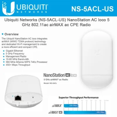 Ubiquiti Networks NS-5ACL 5GHz NanoStation 5AC Loco (White)