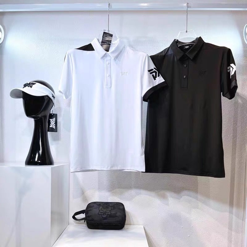 Men's Golf Clothing Breathable Loose Black And White Short Sleeve Quick