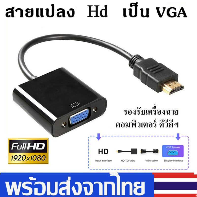 สายแปลง เฉพาะHD to VGA 1080P Full HD To VGA Adapter ใช้ได้กับLaptop/Computer/TV/PS4/Projector A29
