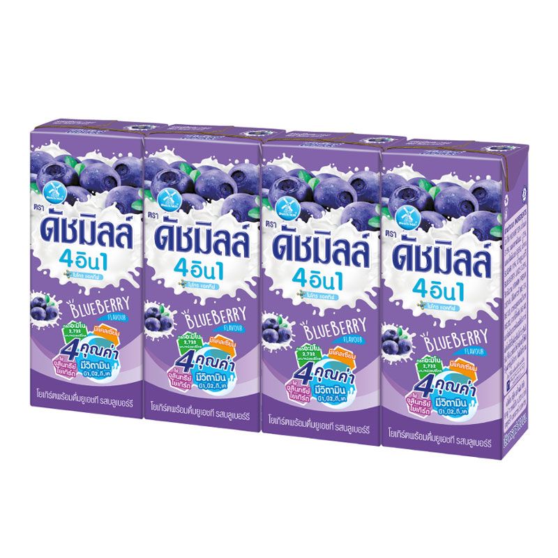ดัชมิลล์ นมเปรี้ยวยูเอชทีรสบลูเบอร์รี่ ขนาด 180 มิลลิลิตร (ยกลัง) x 24 กล่อง/Dutchmill uht drinking yoghurt blueberry size 180 ml. (Box) x 24 boxes
