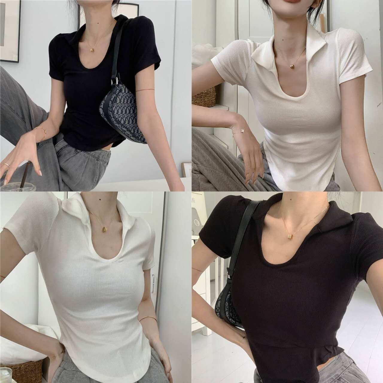 H&H????"พร้อมส่ง"เสื้อไหมพรมแขนสั้น ลายตารางหมากรุก น่ารักๆสไตล์เกาหลี ...
