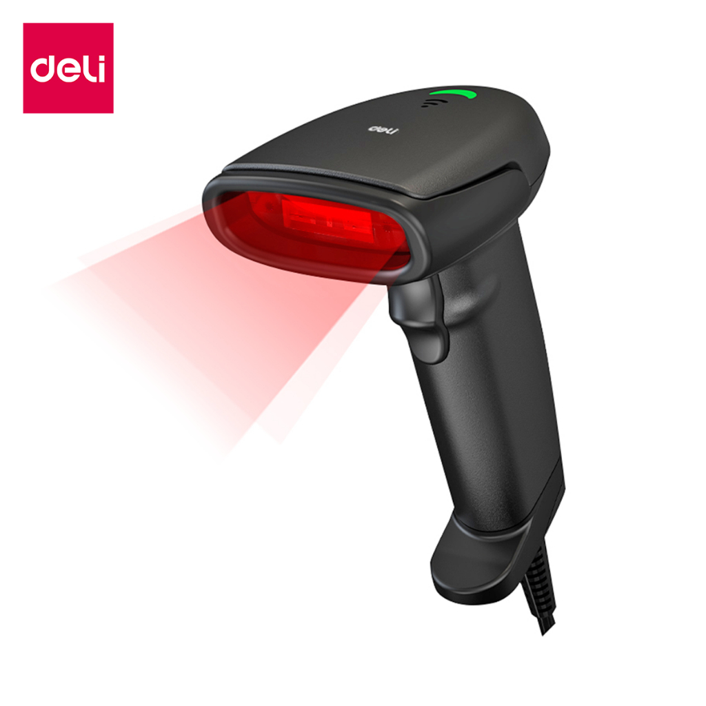 Deli เครื่องอ่านบาร์โค้ด 1D ปืนยิงบาร์โค้ด เครื่องยิงบาร์โค้ด เครื่องสแกน barcode มีการรับประกัน ยิงบาร์โค้ด แบบไร้สาย มีสาย Barcode Scanner ราคา 898 บาท*ส่งฟรี