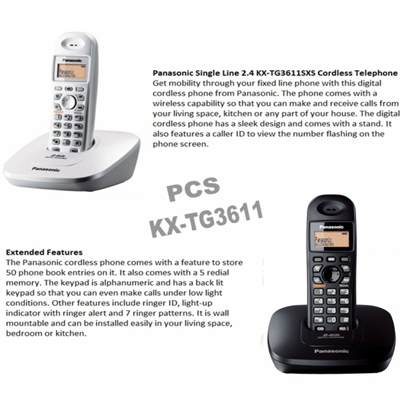 ส่งฟรี-Panasonic โทรศัพท์ไร้สาย KX-TG3611BX  รุ่น 2.4GHz ราคาถูกมาก โทรศัพท์บ้าน ออฟฟิศ สำนักงาน โรงพยาบาล โรงแรม