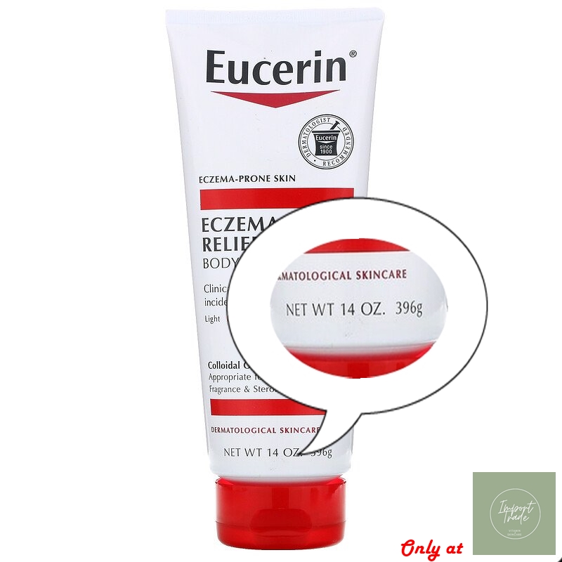 หลอดใหญ่มาก  14 ออนซ์  Eucerin, Eczema Relief, Body Cream, Fragrance Free, 14 oz (396 g)