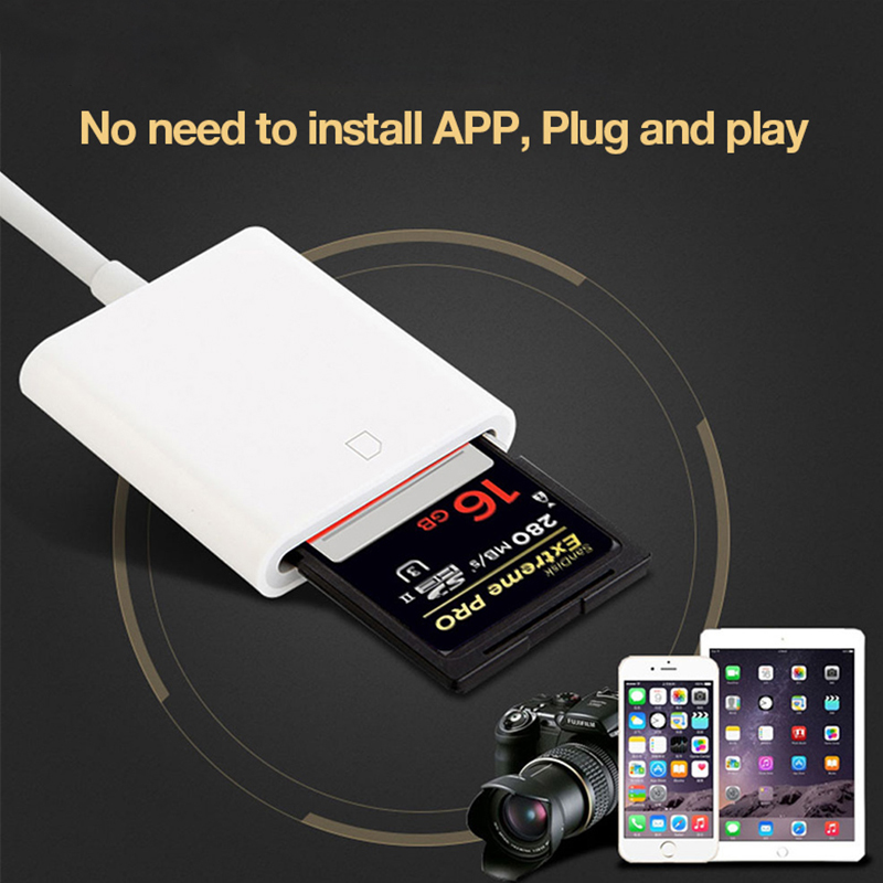 การ์ดรีดเดอร์ SD & Micro SD สายต่อคอมพิวเตอร์อะแดปเตอร์สำหรับ SD Camera Memory Card Reader Lightning Adapter for iPhone X XS 7 8 11 Plus iPad Mini Air