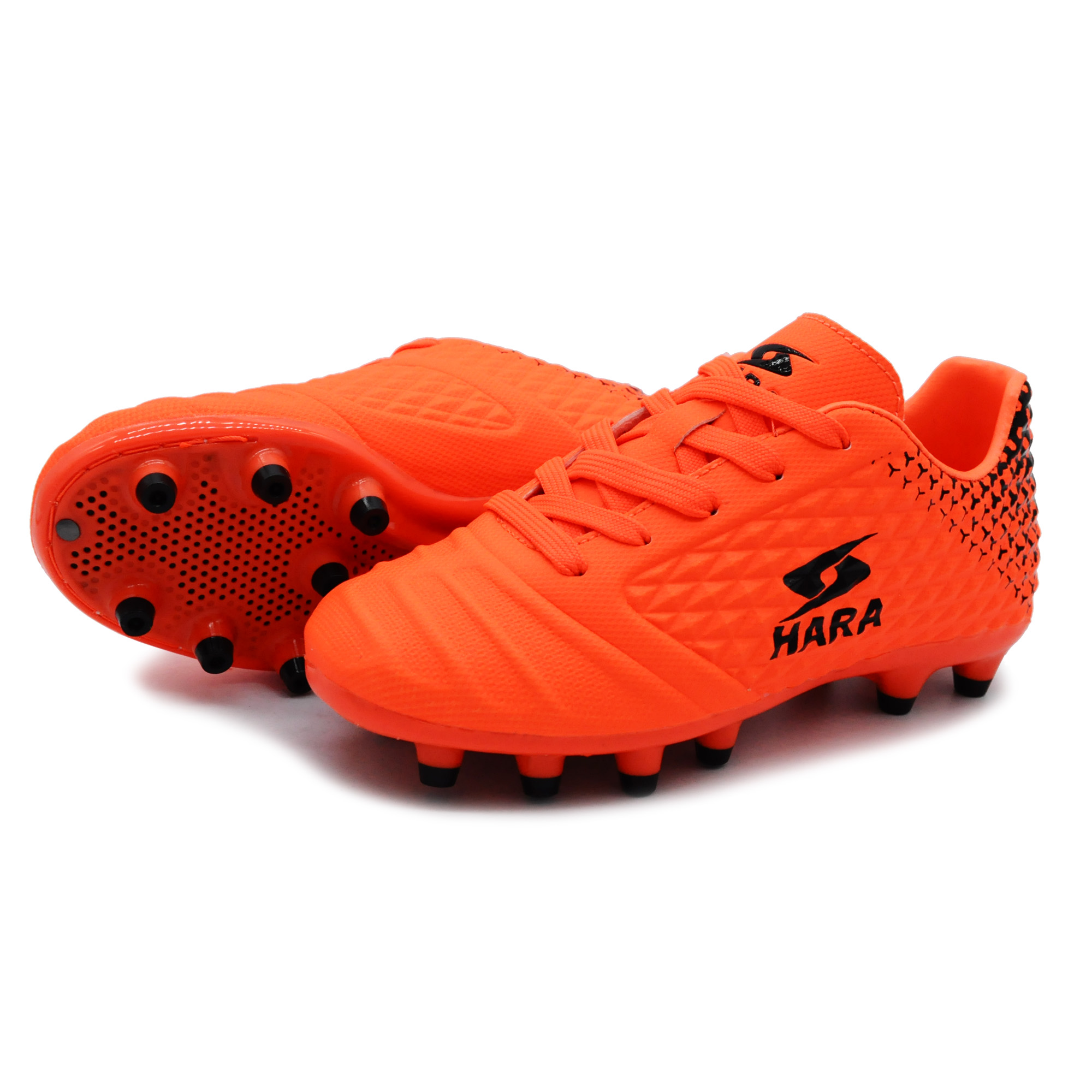 Hara Sports รองเท้าสตั๊ดเด็ก รองเท้าฟุตบอลเด็ก รุ่น F14k สีส้ม. 
