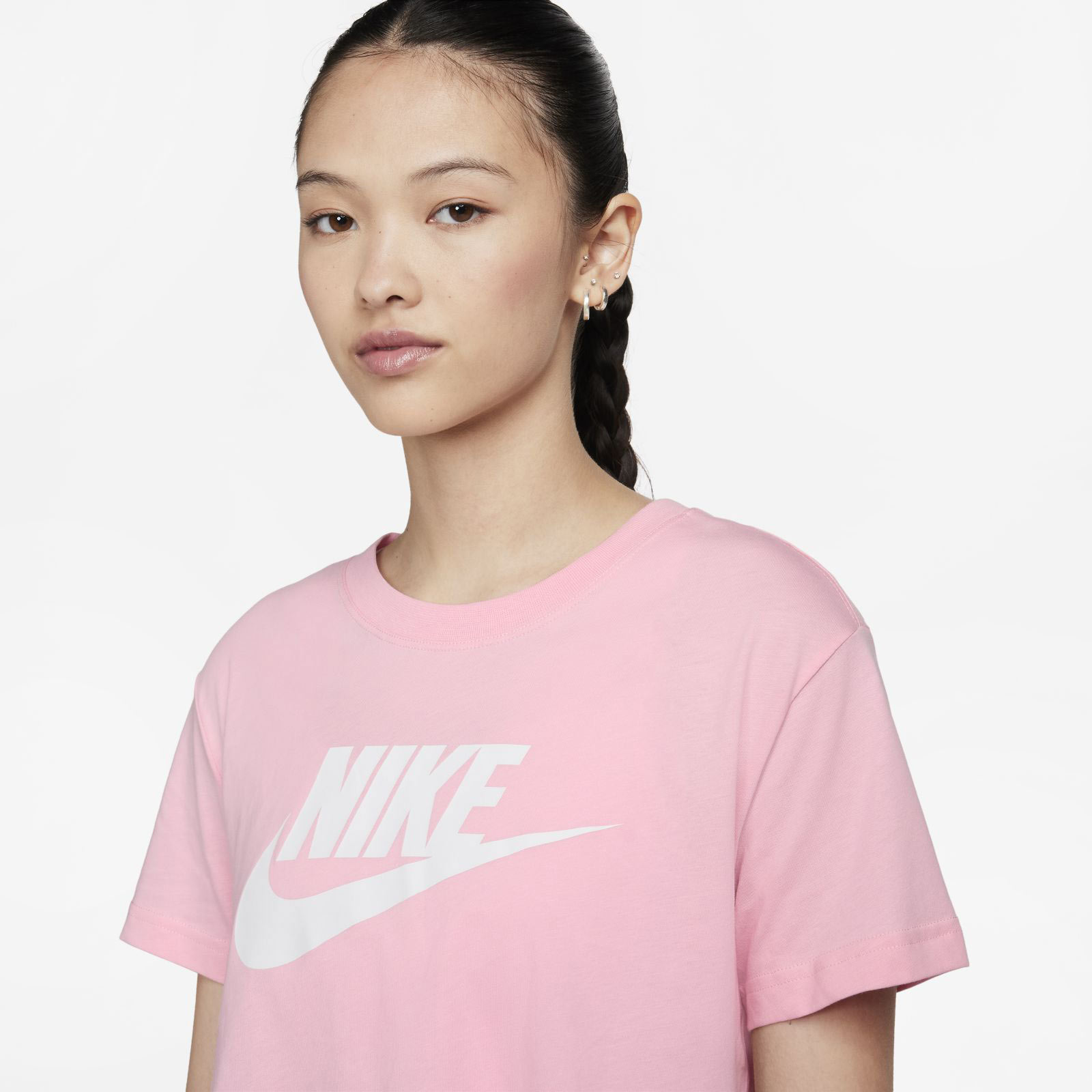 Nike Women's Sportswear Cotton Logo Cropped T-Shirt Pink Size X-Large