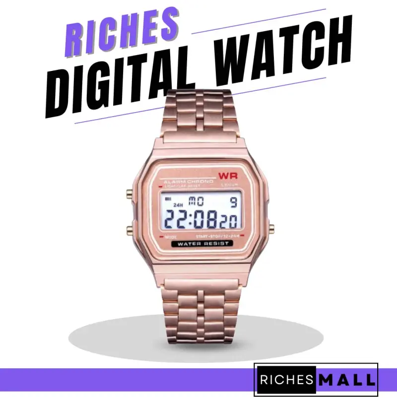 ภาพสินค้าRiches Mall RW059 นาฬิกาข้อมือผู้หญิง นาฬิกา A159W วินเทจ นาฬิกาผู้ชาย นาฬิกาข้อมือ นาฬิกาดิจิตอล Watch สายสแตนเลส พร้อมส่ง จากร้าน Riches Mall บน Lazada ภาพที่ 9