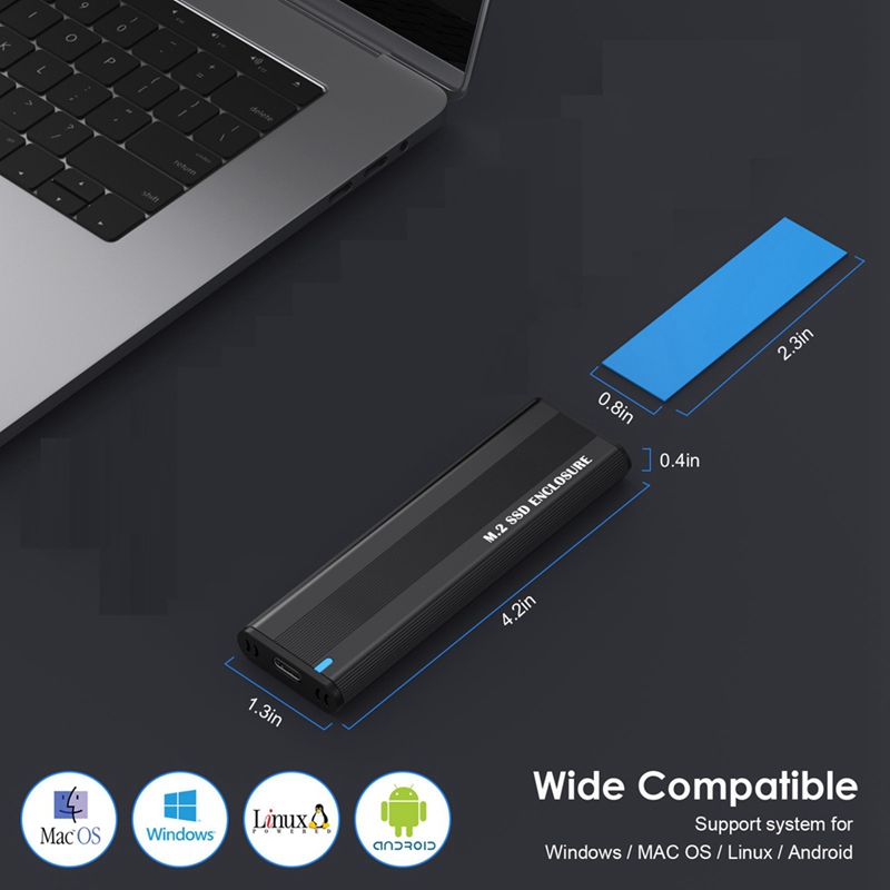 M2 SSD Case Black M2 SSD Case NGFF SATA SSD Disk Box NGFF 5Gbps SATA Protocol M.2 to USB 3.1 Gen1 SSD Adapter for NGFF SATA SSD Disk Box M.2 SSD Case