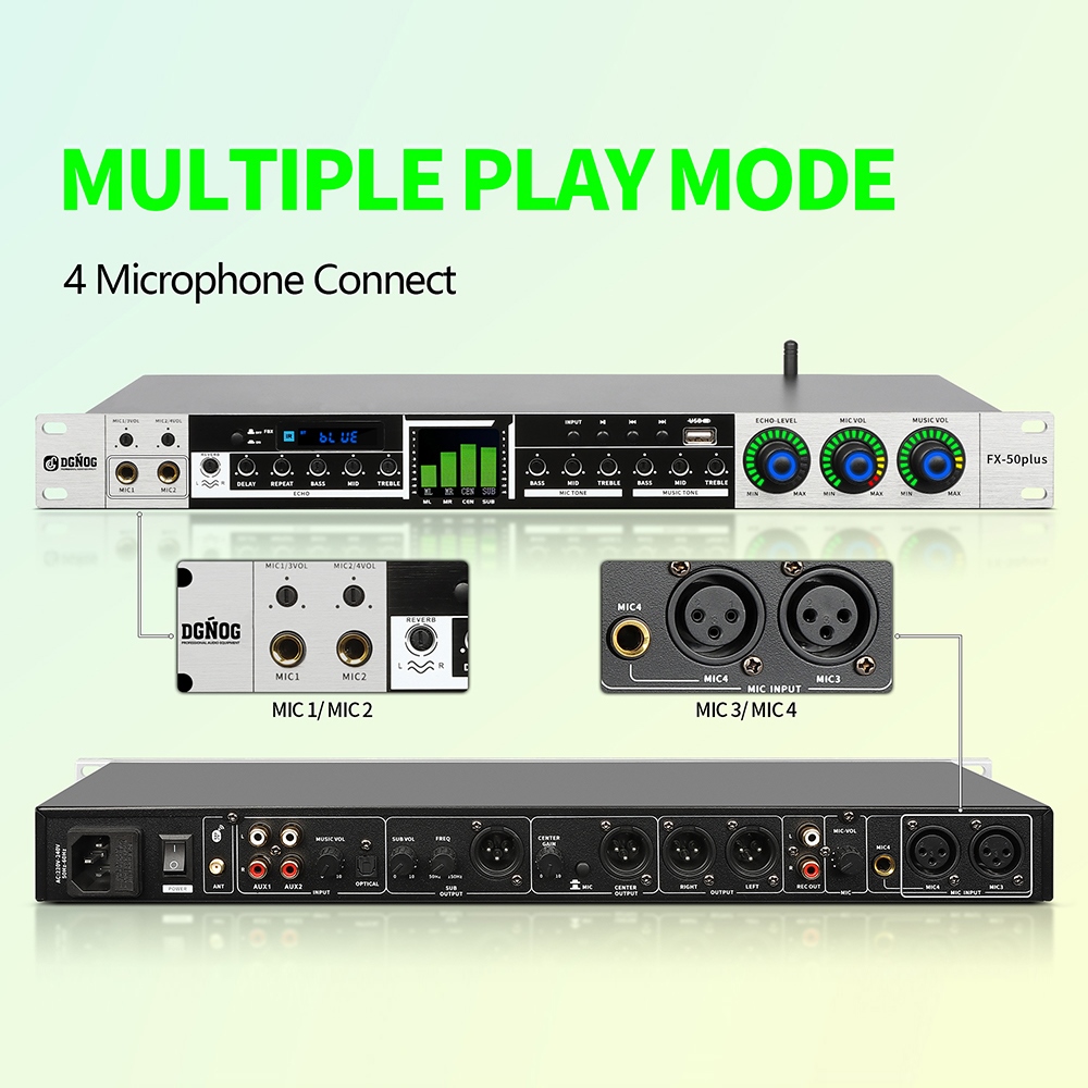 DGNOG Karaoke Processor Digital Audio Effect Processor Bluetooth