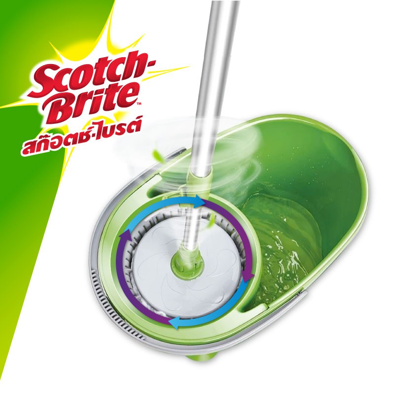 Scotch-brite ชุดถังปั่น รุ่นอีโค่ Eco Spin Bucket With Microfiber Mop