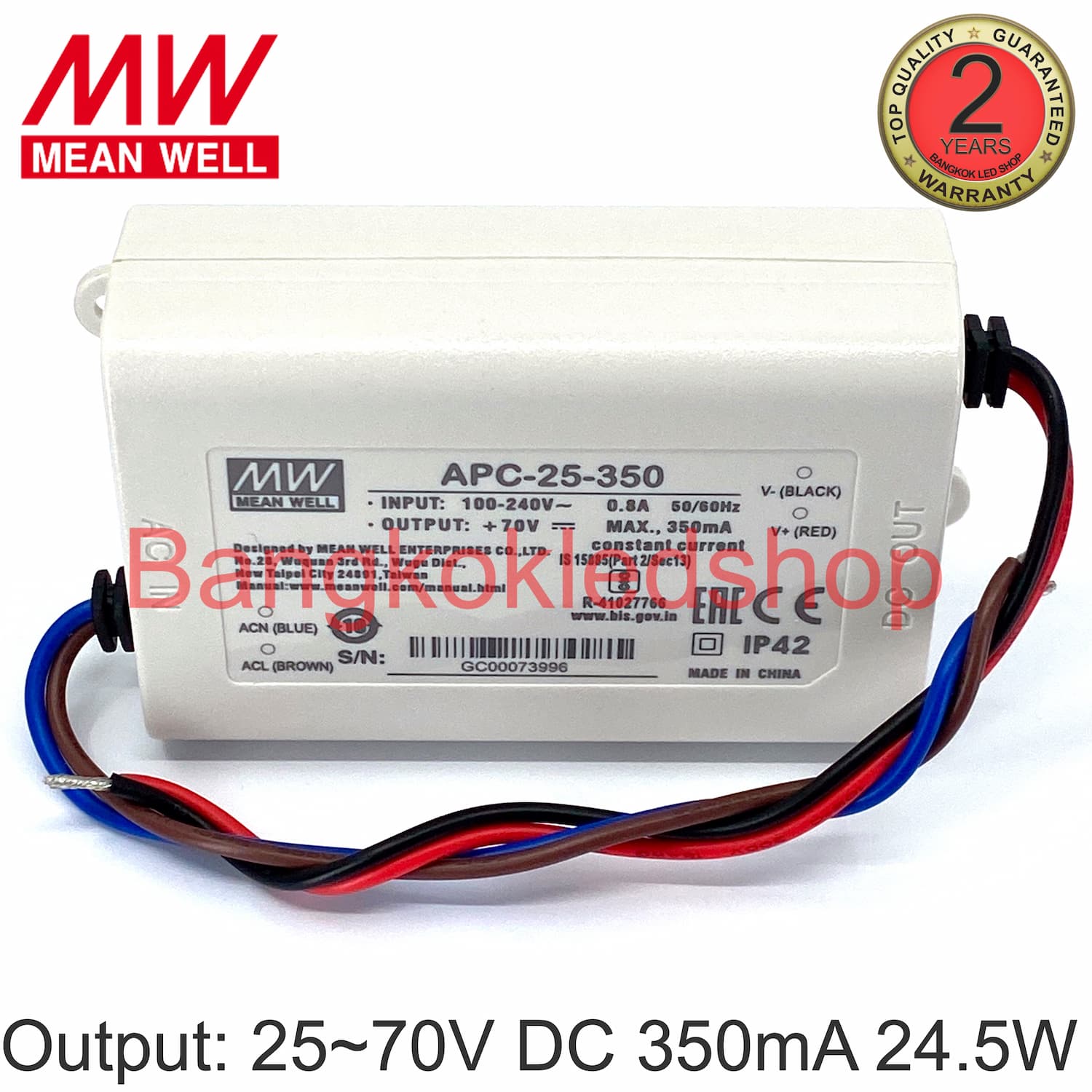 LED DRIVER APC-25-350 25-70VDC 350mA 24.5W LED DRIVER POWER SUPPLY MEAN ...