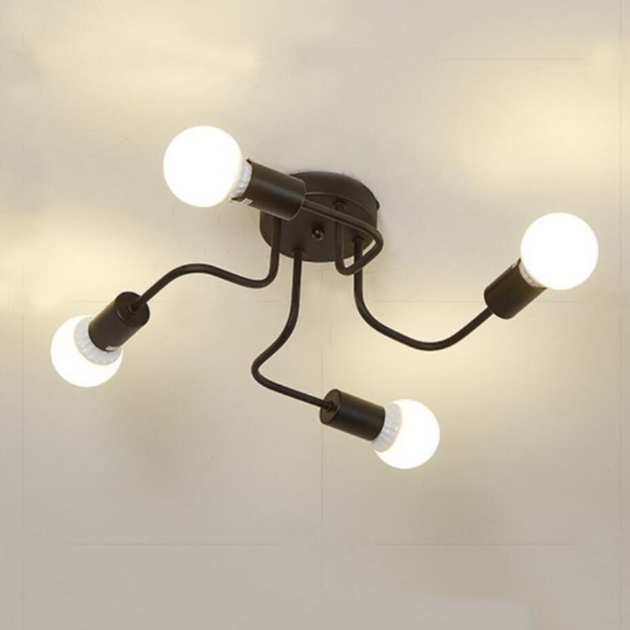 Simple iron E27 bulb ceiling lamp led lamps living room dining room ...