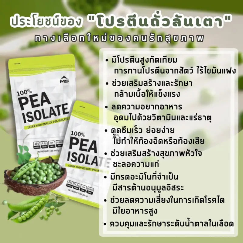 ภาพสินค้าMS PEA PROTEIN ISOLATE ORGANIC เวย์โปรตีนพีช โปรตีนถั่วลันเตา ไอโซเลท 2LB เพิ่มกล้ามเนื้อ แพ้wheyทานได้ ถูก รสธรรมชาติแท้ จากร้าน FoodGreat บน Lazada ภาพที่ 3