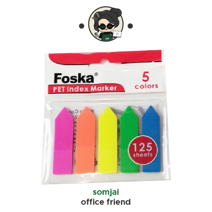 Foska (ฟอสก้า) PET Index Marker กระดาษโน้ตกาวคั่นหน้าหนังสือ โพสต์อิท ...