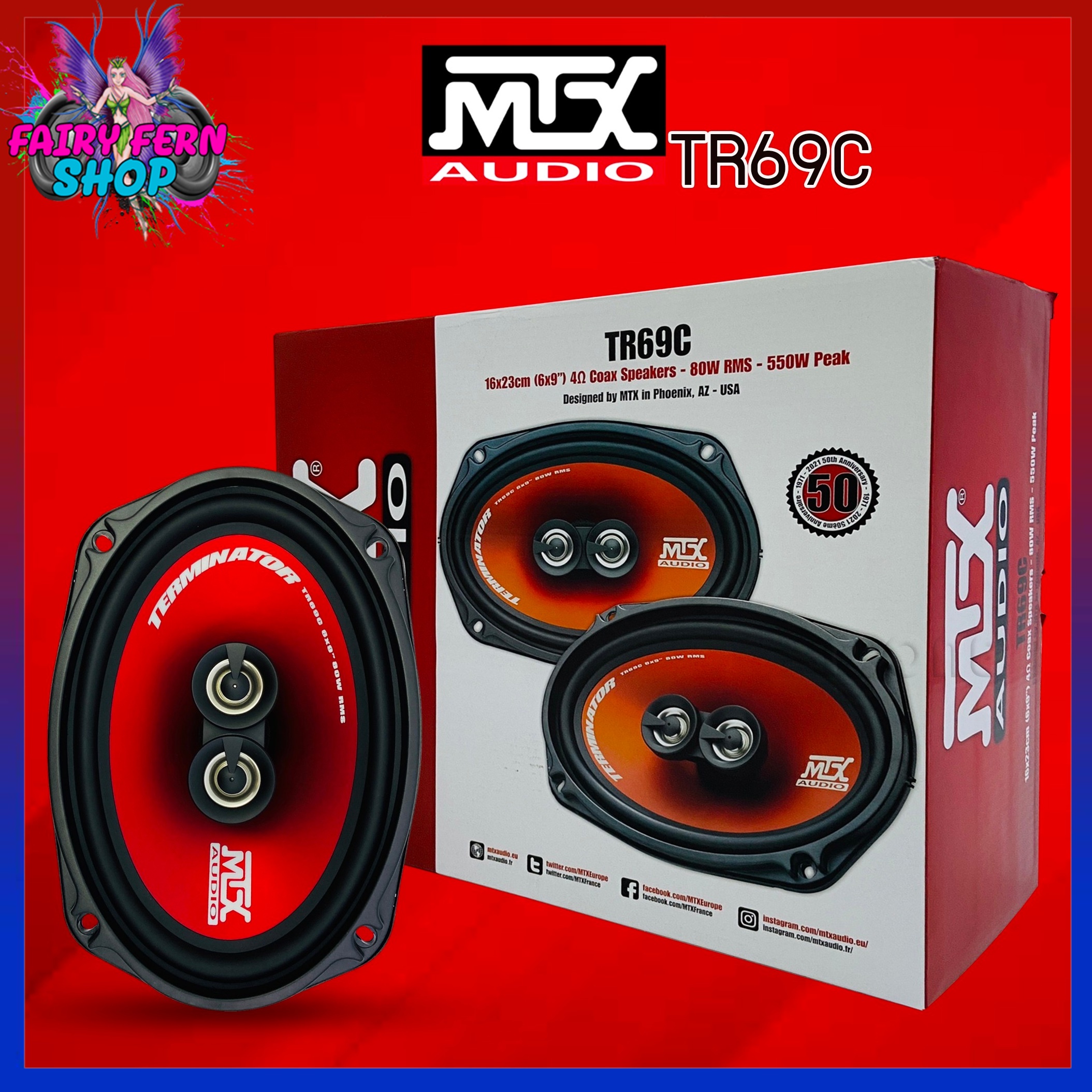 MTX Audio TR69C, altavoces 6x9 (15x23cm), 3 vías, 80W RMS, coaxiales