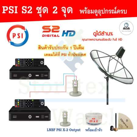 ชุดจานดาวเทียม PSI 170 m. C-Band Lnb 2 จุดอิสระ+ PSI S2 อุปกรณ์ครบชุด x2