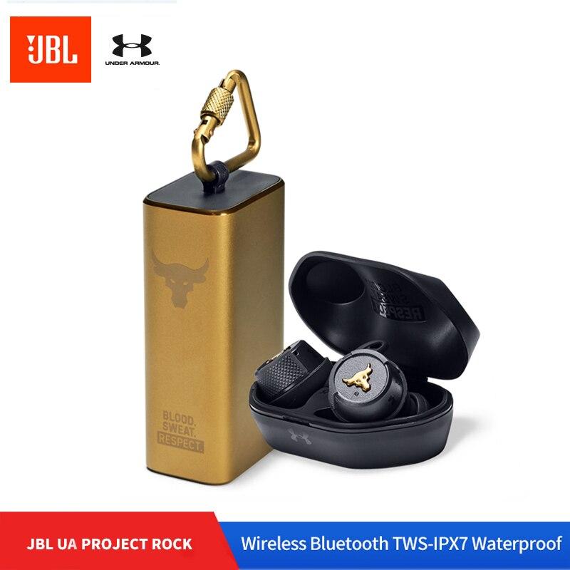 JBL UA PROJECT ROCK True Wireless Bluetooth V4.2 Sport Wireless Earphone หูฟังบลูทูธ Waterproof IPX7 TWS Headphone with Charging Box and Microphone Destiny Rectangle