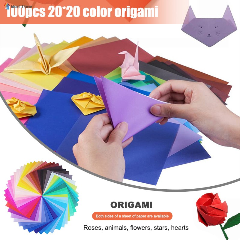 กระดาษ Origami 20X20 ซม . 8 นิ้ว 100 แผ่นสําหรับงานศิลปะหัตถกรรม
