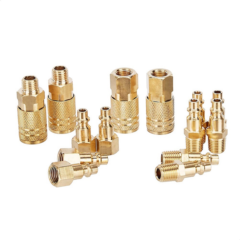 14 Pcs Quick Connect Brass Air Coupler and Plug Kit -Industrial Type 1/ ...