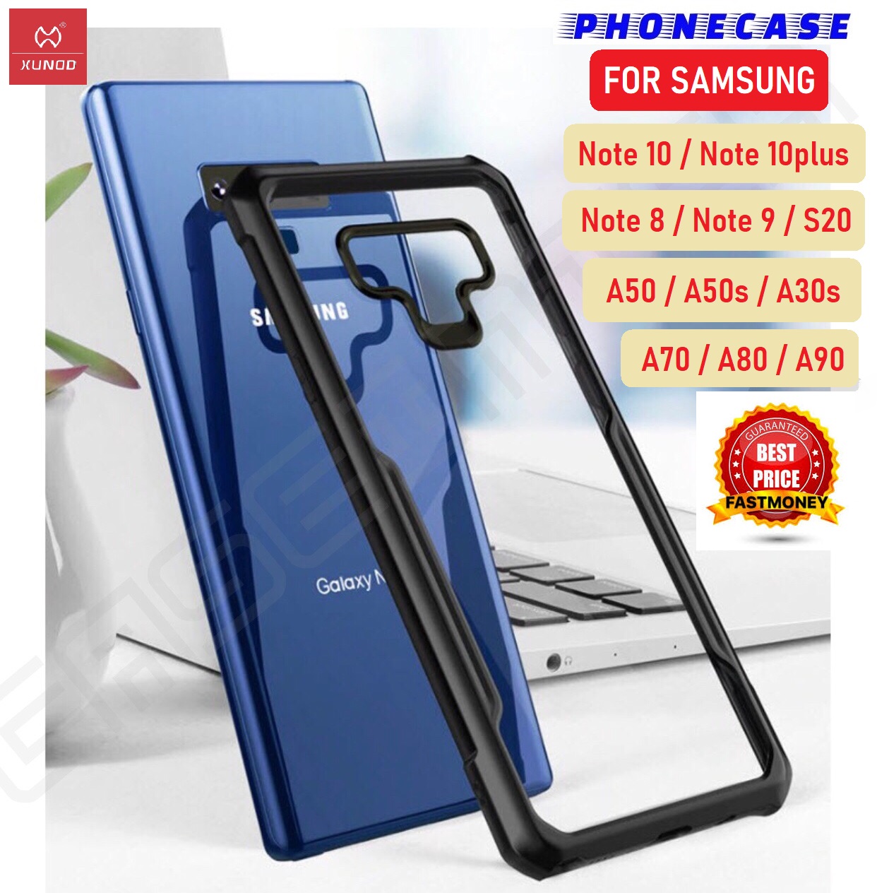 ❌รับประกันสินค้า❌ XUNDD Case Samsung A10s A20s A30s A50s A10 A20 A30 A50 A70 A80 Note8 Note9 เคสซัมซุง ของแท้ 100% เคสกันกระแทก หลังใส คุณภาพดีเยี่ยม รุ่น Beatle Series เคสยี่ห้อ พรีเมี่ยมเคส Case Premium Original  ตระกูลสี ขอบดำรูปแบบรุ่นที่ีรองรับ Samsung A70