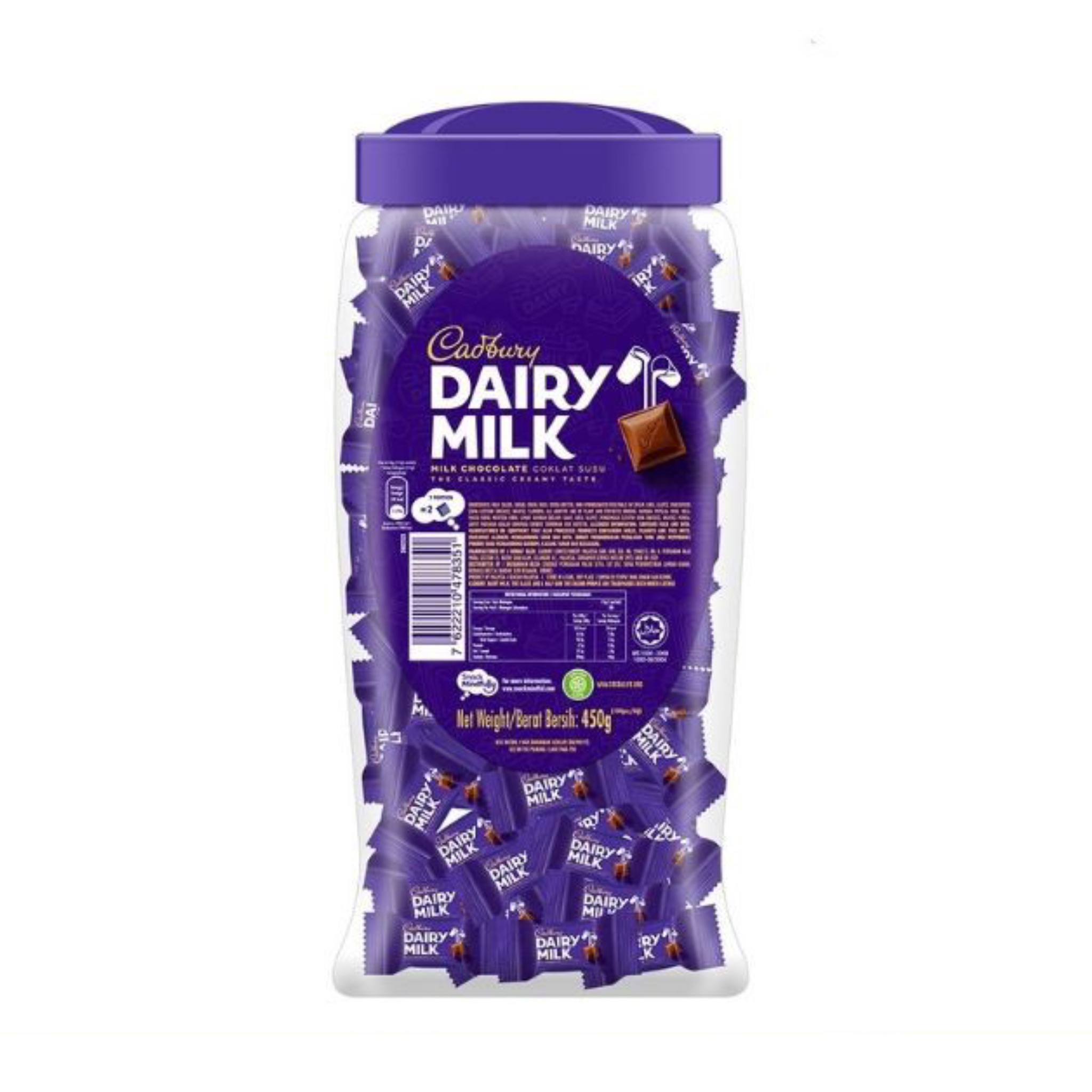 Cadbury Dairy Milk Chocolate Jar 450g (+/ 100 pieces) Rainbow