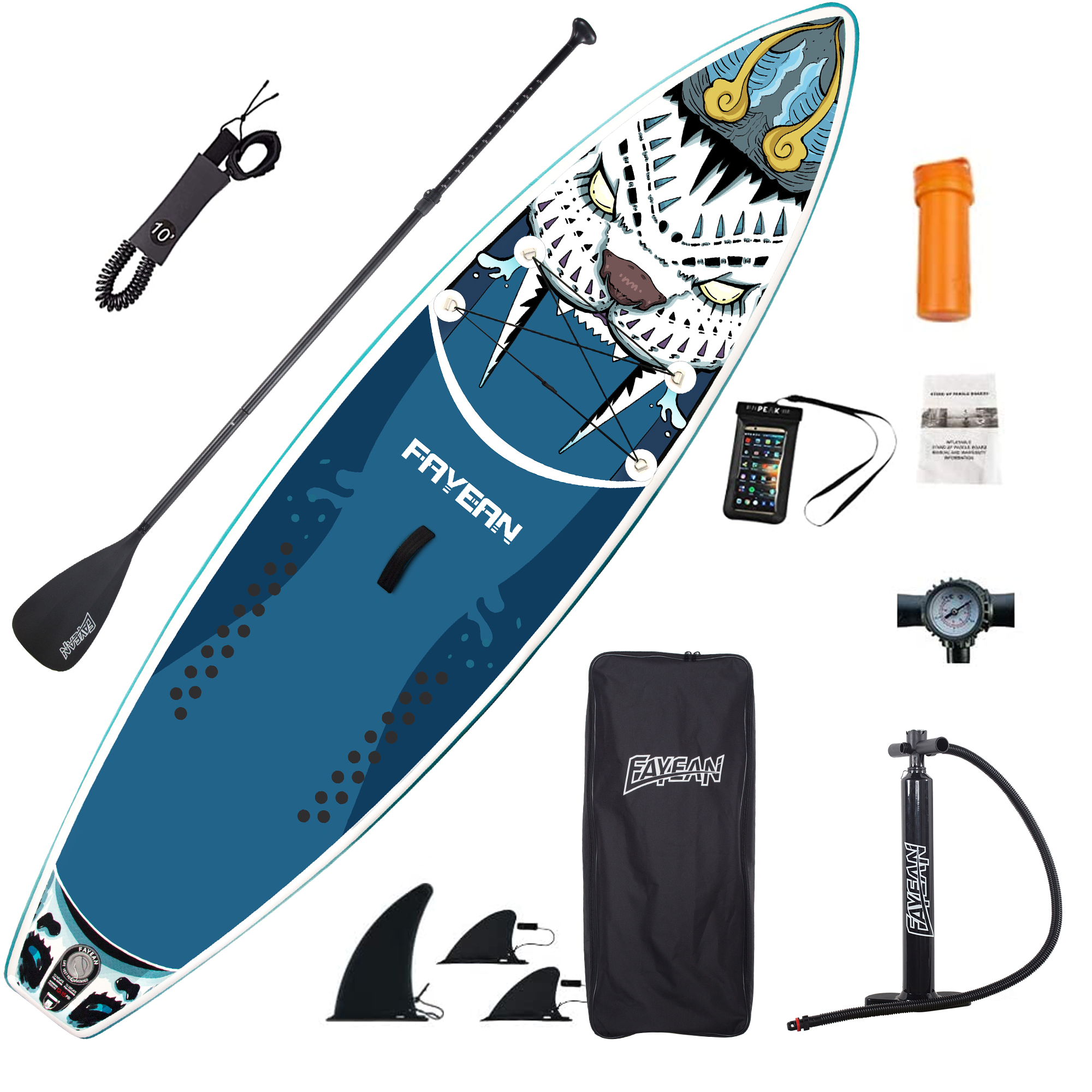 320 CM 10' SUP Inflatable Stand Up Paddle Board Tiger Design Double Chamber SUP Paddle Set 10' SUP Inflatable Paddle Board Double Chamber iSUP Paddle Set SURF AIR BOARD PADDLE STAND UP SUP PHUKET